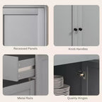 Meuble buffet bahut avec rangement, Armoire de cuisine moderne avec 4 portes, 2 tiroirs et 2 étagères réglables, Meuble de bar à café