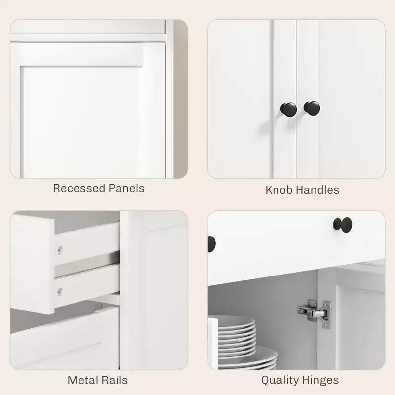 Meuble buffet bahut avec rangement, Armoire de cuisine moderne avec 4 portes, 2 tiroirs et 2 étagères réglables, Meuble de bar à café