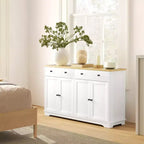 Meuble buffet bahut avec rangement, Armoire de cuisine moderne avec 4 portes, 2 tiroirs et 2 étagères réglables, Meuble de bar à café