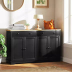 Meuble buffet bahut avec rangement, Armoire de cuisine moderne avec 4 portes, 2 tiroirs et 2 étagères réglables, Meuble de bar à café