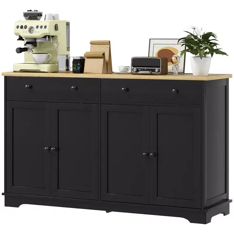 Sideboard Buffet Cabinet with Storage, Modern Kitchen Cabinet with 4 Doors, 2 Drawers and 2 Adjustable Shelves, Coffee Bar Cabinet