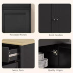 Meuble buffet bahut avec rangement, Armoire de cuisine moderne avec 4 portes, 2 tiroirs et 2 étagères réglables, Meuble de bar à café