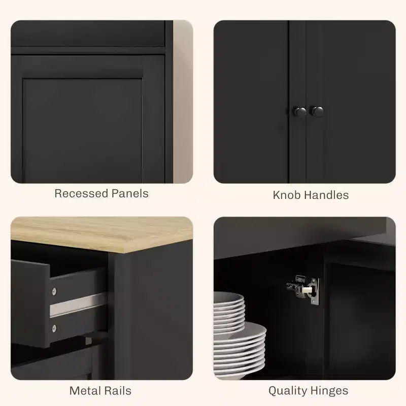 Sideboard Buffet Cabinet with Storage, Modern Kitchen Cabinet with 4 Doors, 2 Drawers and 2 Adjustable Shelves, Coffee Bar Cabinet