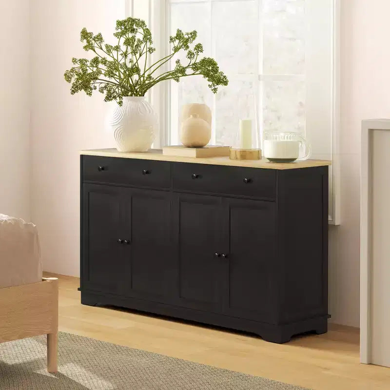 Sideboard Buffet Cabinet with Storage, Modern Kitchen Cabinet with 4 Doors, 2 Drawers and 2 Adjustable Shelves, Coffee Bar Cabinet