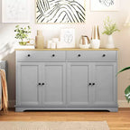 Meuble buffet bahut avec rangement, Armoire de cuisine moderne avec 4 portes, 2 tiroirs et 2 étagères réglables, Meuble de bar à café