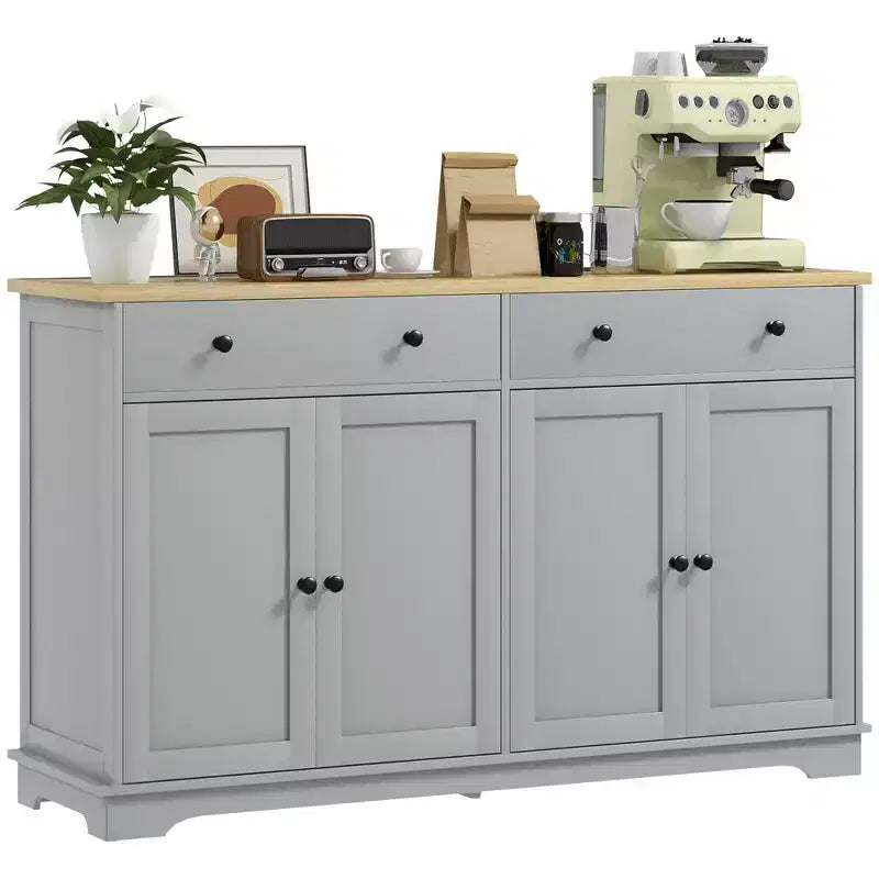 Sideboard Buffet Cabinet with Storage, Modern Kitchen Cabinet with 4 Doors, 2 Drawers and 2 Adjustable Shelves, Coffee Bar Cabinet