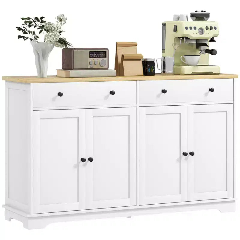 Sideboard Buffet Cabinet with Storage, Modern Kitchen Cabinet with 4 Doors, 2 Drawers and 2 Adjustable Shelves, Coffee Bar Cabinet