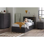 Tête de lit HomeStock pour enfant, lit double, en panneaux de particules stratifiés avec rangement