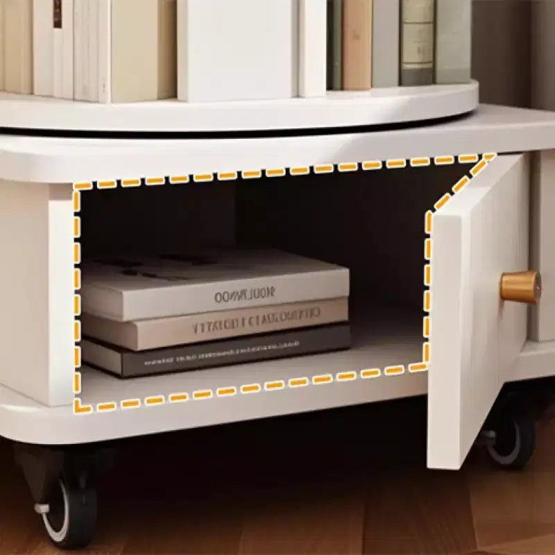 Bibliothèque rotative à 360° à 6 niveaux avec roulettes et tiroir, bibliothèque peu encombrante pour chambre et bureau à domicile