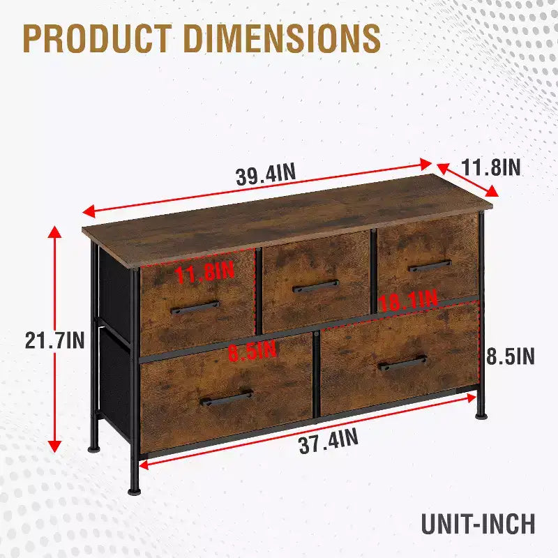 Commode en tissu FDW 5/8/9, commode large avec rangement pour chambre à coucher et salon