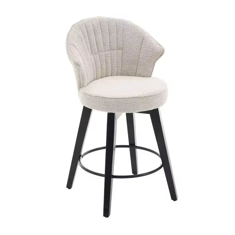Tabourets de bar pivotants Zeus & Ruta Wingback 25 avec revêtement en chenille, pieds en bois et hauteur réglable