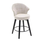 Tabourets de bar pivotants Zeus & Ruta Wingback 25 avec revêtement en chenille, pieds en bois et hauteur réglable