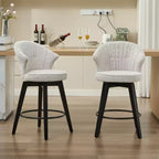 Tabourets de bar pivotants Zeus & Ruta Wingback 25 avec revêtement en chenille, pieds en bois et hauteur réglable