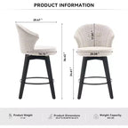 Tabourets de bar pivotants Zeus & Ruta Wingback 25 avec revêtement en chenille, pieds en bois et hauteur réglable