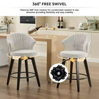 Tabourets de bar pivotants Zeus & Ruta Wingback 25 avec revêtement en chenille, pieds en bois et hauteur réglable