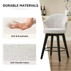 Tabourets de bar pivotants Zeus & Ruta Wingback 25 avec revêtement en chenille, pieds en bois et hauteur réglable
