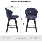 Tabourets de bar pivotants Zeus & Ruta Wingback 25 avec revêtement en chenille, pieds en bois et hauteur réglable