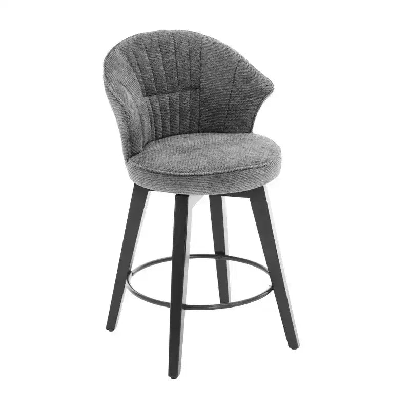 Tabourets de bar pivotants Zeus & Ruta Wingback 25 avec revêtement en chenille, pieds en bois et hauteur réglable