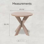 Table d'appoint ronde en bois avec pieds croisés, finition gris vintage