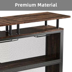 Meuble de Bar d'Angle en L, Meuble de Rangement à Liqueur en Métal et MDF E1 avec 12 Supports à Verres à Vin et Repose-pieds, Protection de Bouteilles en Maille Métallique