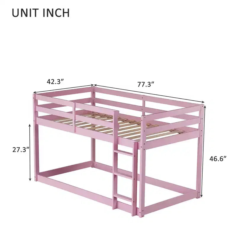 Lit superposé en bois massif, avec échelle, plates-formes supérieure et inférieure dotées de lattes renforcées Roses