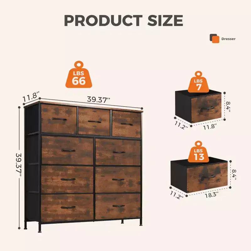 Commode de rangement et d'organisation en tissu, Commode de chambre