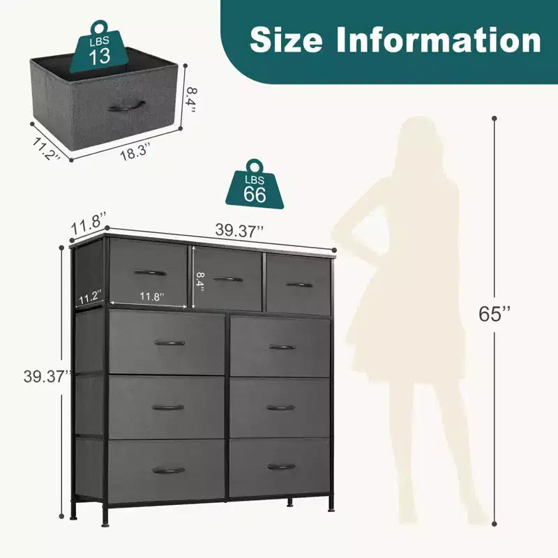 Commode de rangement et d'organisation en tissu, Commode de chambre