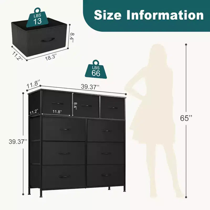Commode de rangement et d'organisation en tissu, Commode de chambre