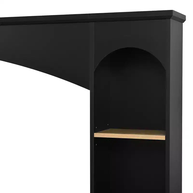 Meuble TV 91 avec console média, centre de divertissement arqué, meuble TV avec étagère, grain de bois pour TV jusqu'à 70 pouces