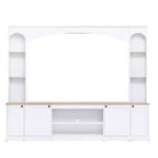 Meuble TV 91 avec console média, centre de divertissement arqué, meuble TV avec étagère, grain de bois pour TV jusqu'à 70 pouces