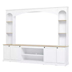 Meuble TV 91 avec console média, centre de divertissement arqué, meuble TV avec étagère, grain de bois pour TV jusqu'à 70 pouces