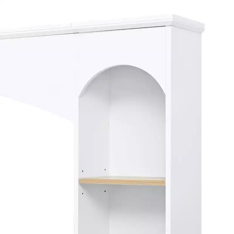 Meuble TV 91 avec console média, centre de divertissement arqué, meuble TV avec étagère, grain de bois pour TV jusqu'à 70 pouces