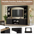 Meuble TV 91 avec console média, centre de divertissement arqué, meuble TV avec étagère, grain de bois pour TV jusqu'à 70 pouces