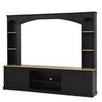 Meuble TV 91 avec console média, centre de divertissement arqué, meuble TV avec étagère, grain de bois pour TV jusqu'à 70 pouces