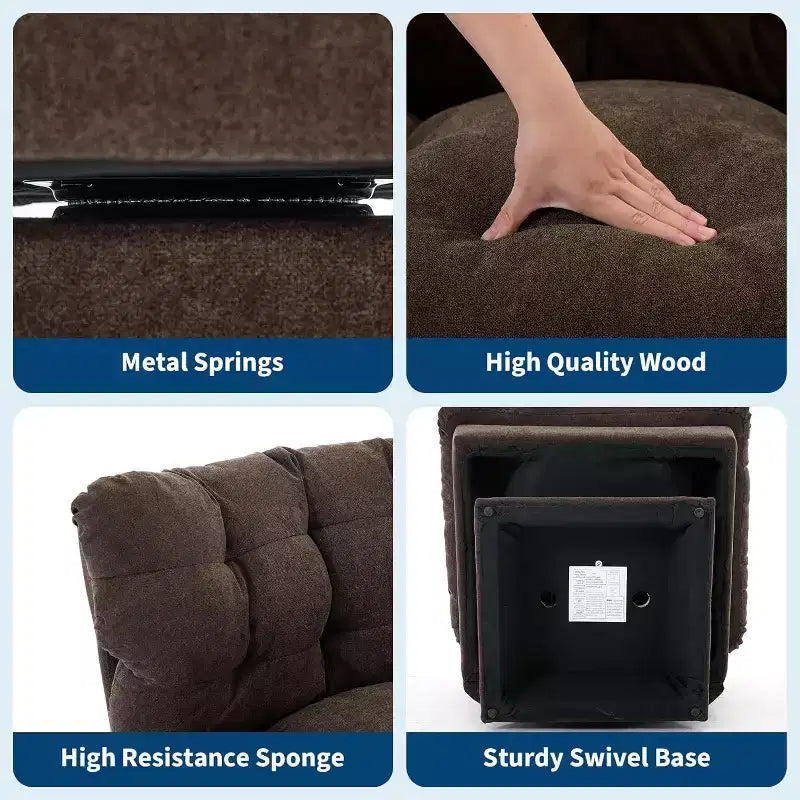 Fauteuil pivotant à 360° - Fauteuil de lecture moderne avec coussin épais et tissu chenille douillet | Fauteuil rembourré pour salon, chambre à coucher