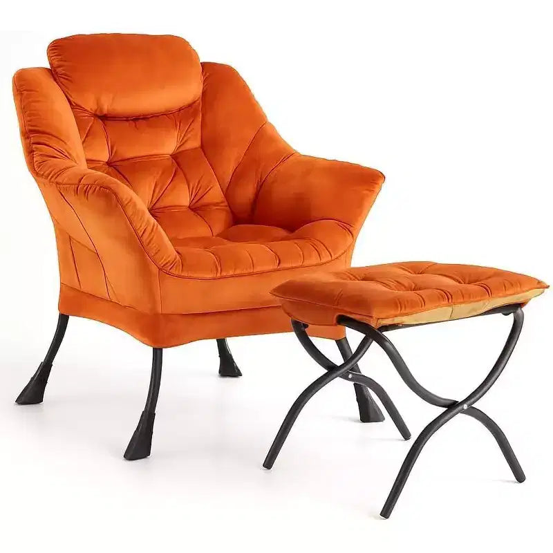 Fauteuil de relaxation COZONY avec pouf, chaise d'appoint moderne avec repose-pieds et poche latérale pour salon, chambre, dortoir, bureau