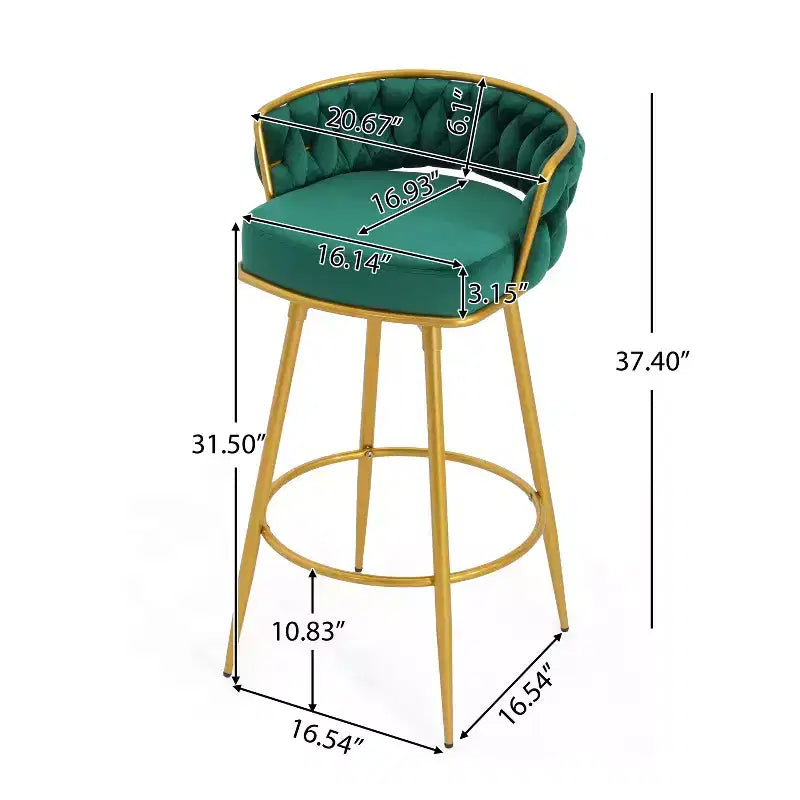 TUYOHW Tabourets de Bar pivotants 31,5 pouces, Base en métal doré de Luxe avec Dossier tressé à la Main, Capacité 286lbs