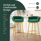 TUYOHW Tabourets de Bar pivotants 31,5 pouces, Base en métal doré de Luxe avec Dossier tressé à la Main, Capacité 286lbs