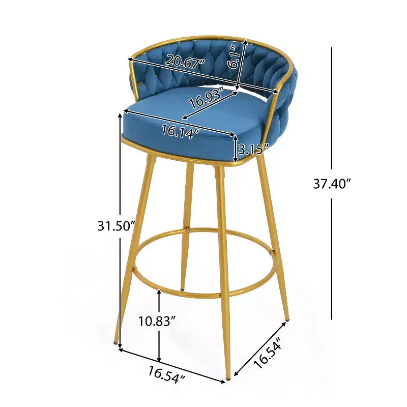 TUYOHW Tabourets de Bar pivotants 31,5 pouces, Base en métal doré de Luxe avec Dossier tressé à la Main, Capacité 286lbs