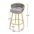 TUYOHW Tabourets de Bar pivotants 31,5 pouces, Base en métal doré de Luxe avec Dossier tressé à la Main, Capacité 286lbs