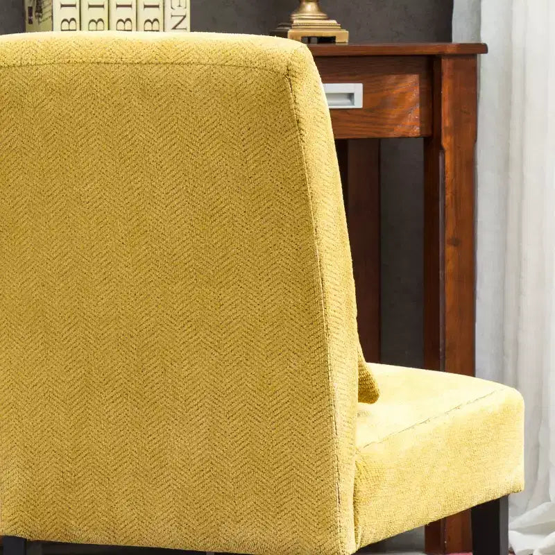 Fauteuil d'appoint moderne sans accoudoirs en tissu chenille avec oreiller, pieds en bois massif, chaise d'appoint à assise profonde pour le salon, la chambre ou le bureau - Panipeachy