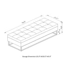 58.6 Banquette de rangement, Banc rembourré avec base en métal pour chambre à coucher, salon, couloir, bleu