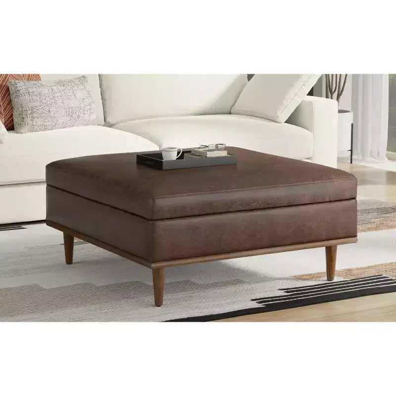 Ottoman table carrée contemporaine de style transitoire de 38 po de large