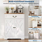 Armoire - Buffet de cuisine/Bahut de rangement avec 2 portes, tiroir et étagère réglable, Armoire blanche pour cuisine, salon