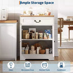 Armoire - Buffet de cuisine/Bahut de rangement avec 2 portes, tiroir et étagère réglable, Armoire blanche pour cuisine, salon