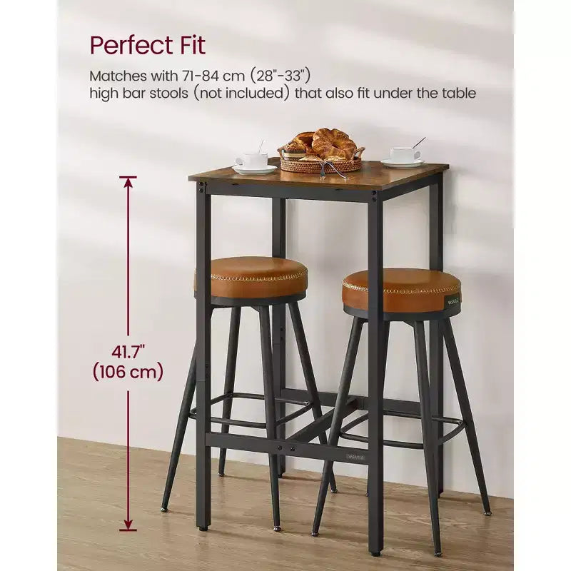 Table de bar, petite table de salle à manger haute de cuisine, cadre métallique robuste, pour espaces restreints, facile à assembler
