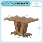 Table de salle à manger TUYOHW pour 4-6 personnes, table de cuisine rectangulaire avec plateau épais de 4 cm et support triangulaire, 120 cm de long, noyer+marron