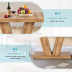 Table de salle à manger TUYOHW pour 4-6 personnes, table de cuisine rectangulaire avec plateau épais de 4 cm et support triangulaire, 120 cm de long, noyer+marron