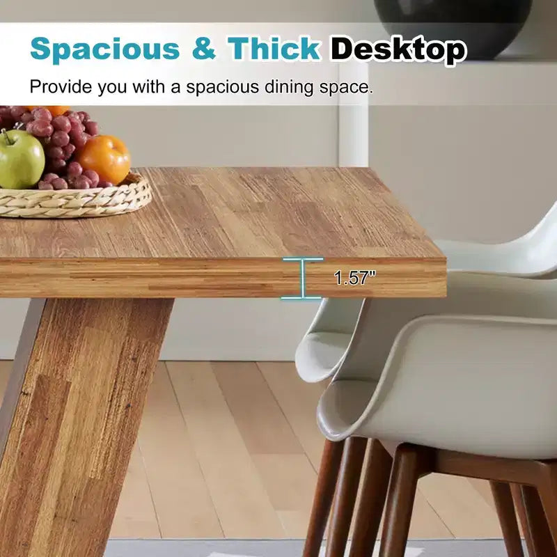 Table de salle à manger TUYOHW pour 4-6 personnes, table de cuisine rectangulaire avec plateau épais de 4 cm et support triangulaire, 120 cm de long, noyer+marron