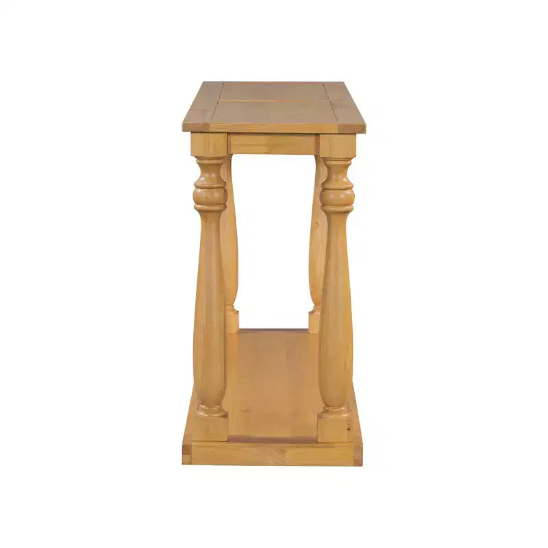 Table console effet bois vintage, pieds vasque, étagère inférieure, pour entrée, couloir, salon, chambre à coucher